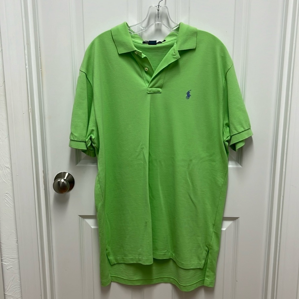 Polo by‎ Ralph Lauren Lime Green with Purple Pony Polo - Large